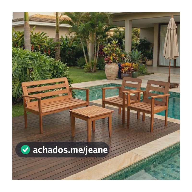 Conjunto Yescasa Jardim 1 Sofá 2 Poltronas E Mesa Madeira