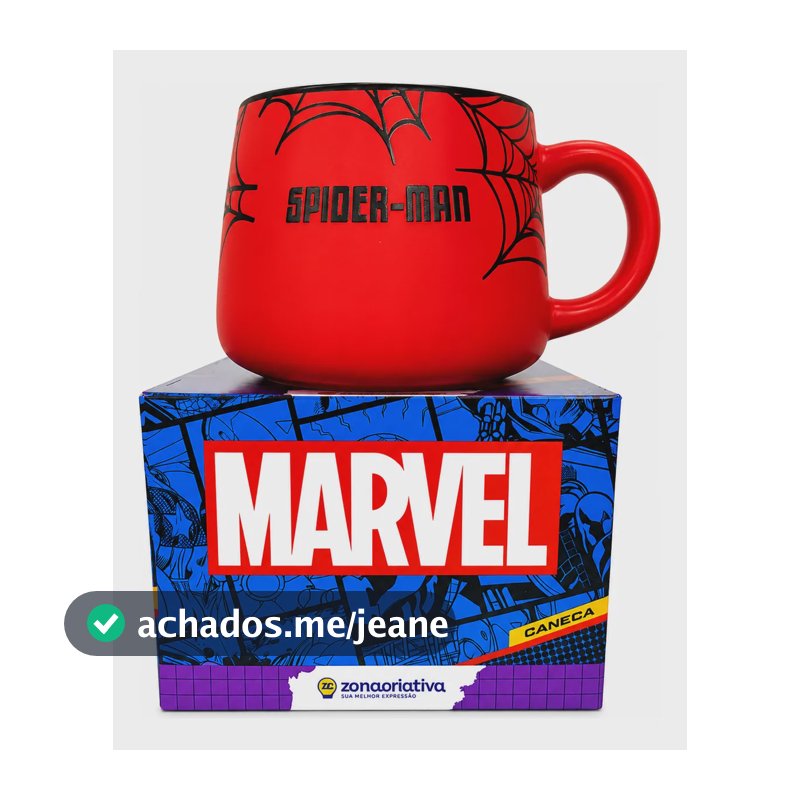 Caneca Homem Aranha 500ml Marvel Zona Criativa Filme Oficial