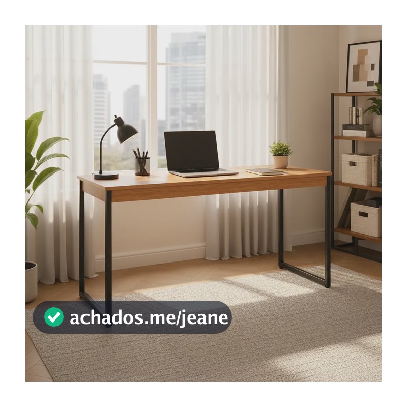Escrivaninha Industrial 110cm  Mesa Estudo Aparador Pés Aço Nature