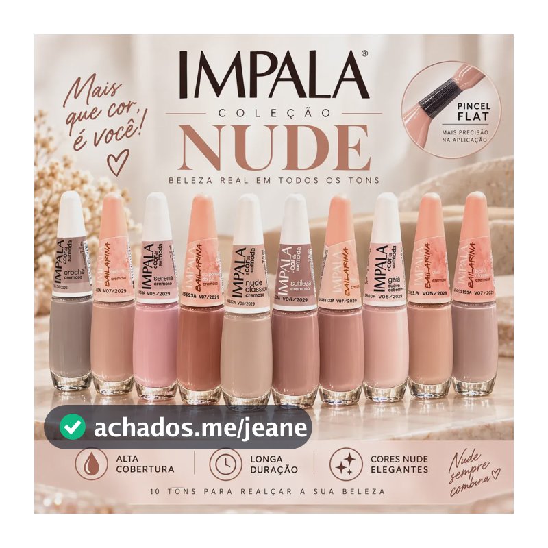 Kit 10 Esmaltes Impala Tons Nude Clássicos Mais Vendidos Nude