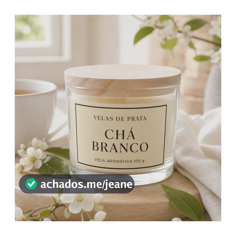 Vela Aromática Perfumada Chá Branco em Vidro com Cera Vegetal 100g