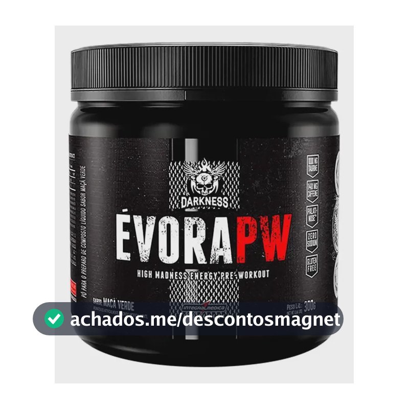 Suplemento em pó Darkness Pré Treino Alanina Évora PW sabor Maçã verde x 300g