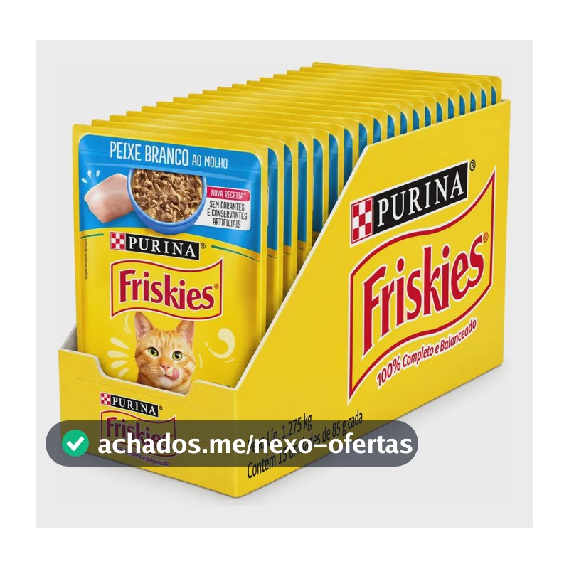 Ração Úmida Gatos Peixe Branco Molho 85g 15 Sachês Friskies