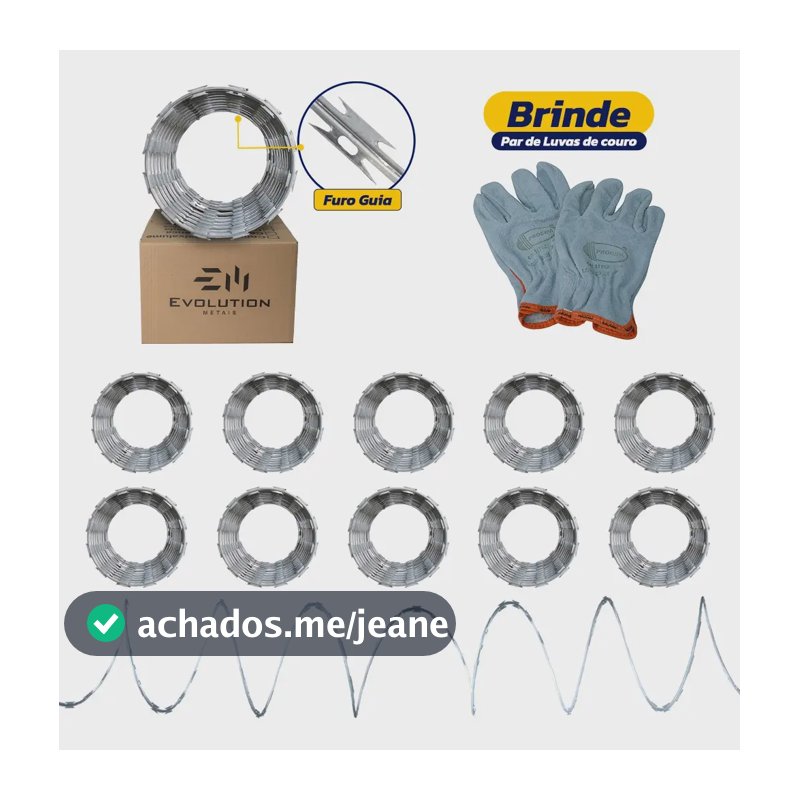 Cerca Concertina Simples 30cm 100m Aço Galvanizado Evolution Metais