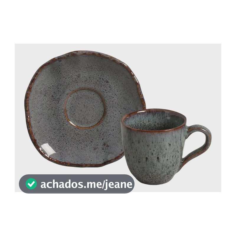 Jogo C/ 6 Xícaras De Café C/ 6 Pires Bio Basalto 120ml