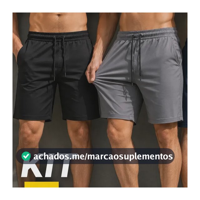 Kit 3 Short Bermuda Masculino Elastano Academia Casual Bolso