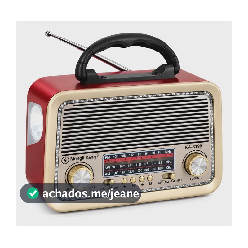 Rádio Retrô Vintage Am Fm Sw Bluetooth Usb Mp3 Portátil Led Vermelho 127/220v