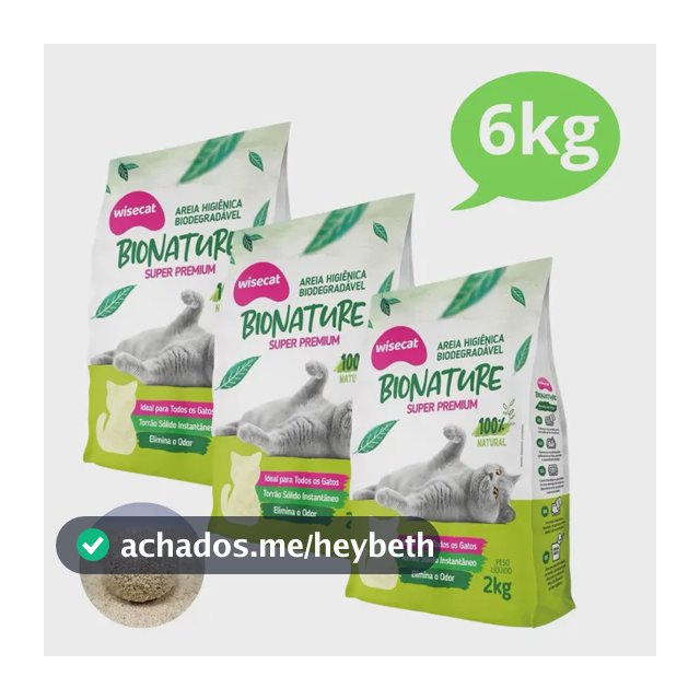 Kit 3 Areia Higiênica Mandioca Premium Biodegradável 6kg