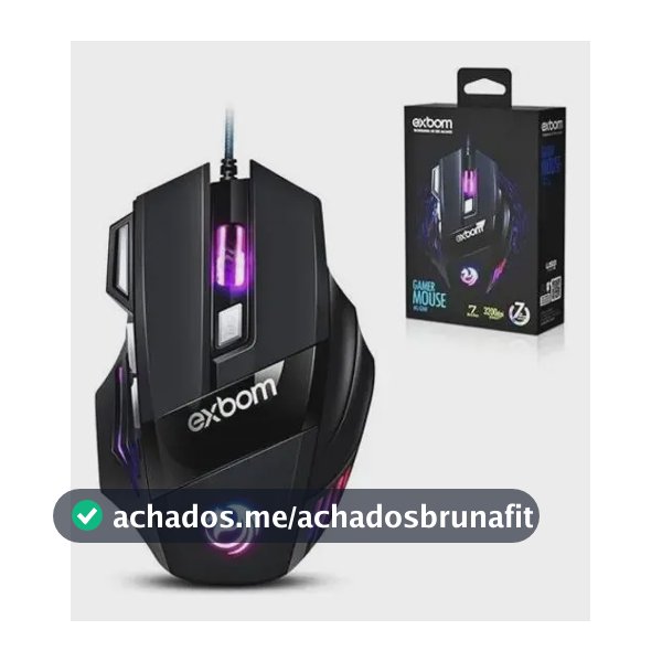 Mouse Gamer Exbom MS-G260 Preto 3200 DPI Com Fio LED 7 Botões USB