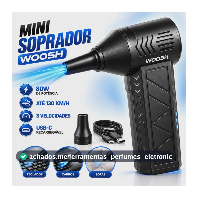 Soprador de Ar Portátil Woosh Recarregável, Para Limpeza e Acender Churrasqueira