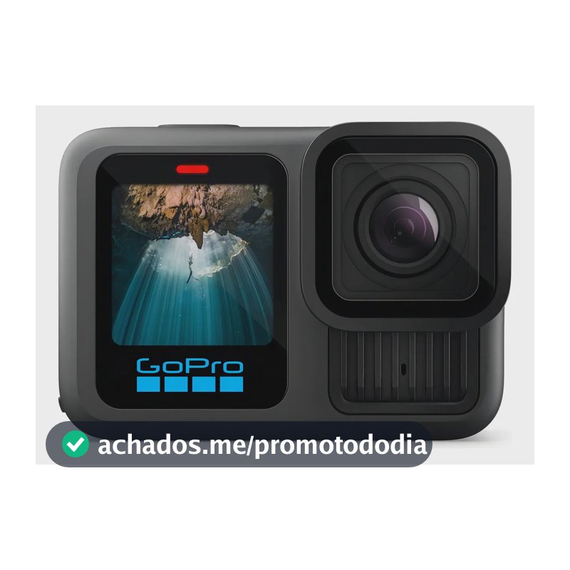 GoPro HERO13 Black - Câmera de ação à prova d'água 10m, 5.3K60, 27MP, HyperSmooth 6.0, GPS, Wi-Fi 6, Detecção Automática das lentes HB-Series