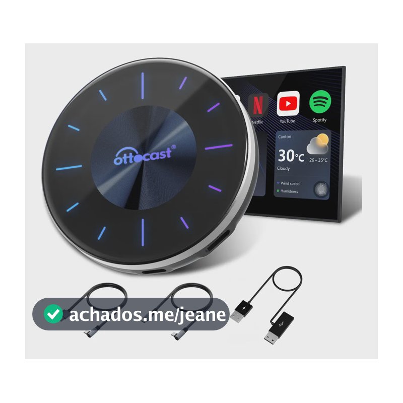 Ottocast P3 Ai Box Carplay Android Auto Sem Fio Hdmi Video