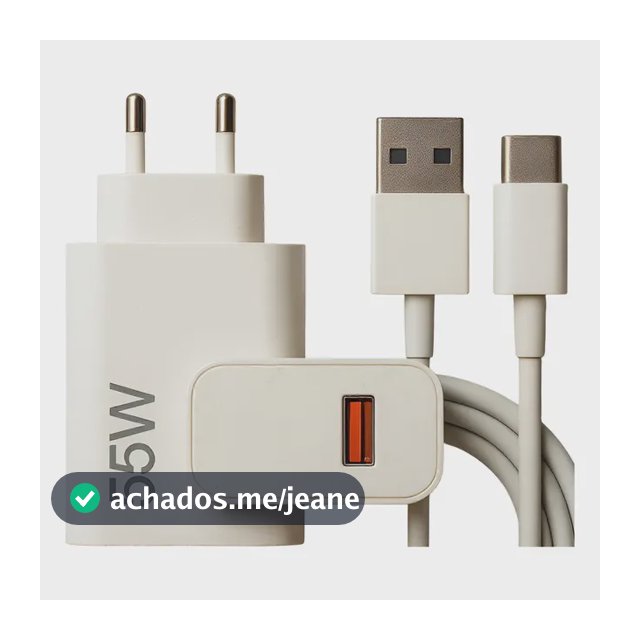 Carregador Turbo 55w Fonte Usb + Cabo Tipo C 1 Metro Branco