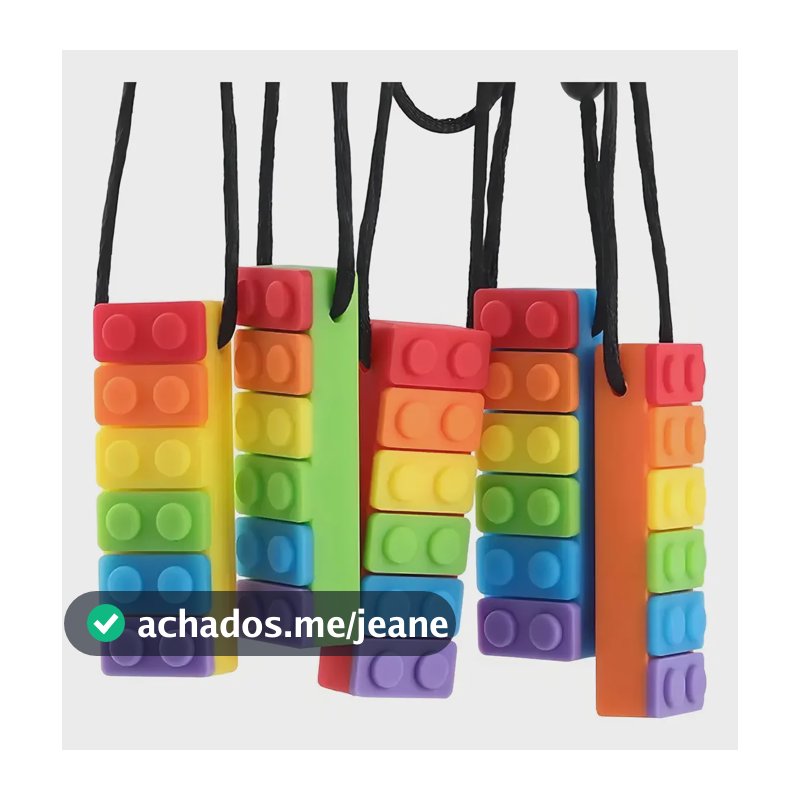 Colar Mordedor Silicone Colorido Bloco Clube de Mães Casa e Kids