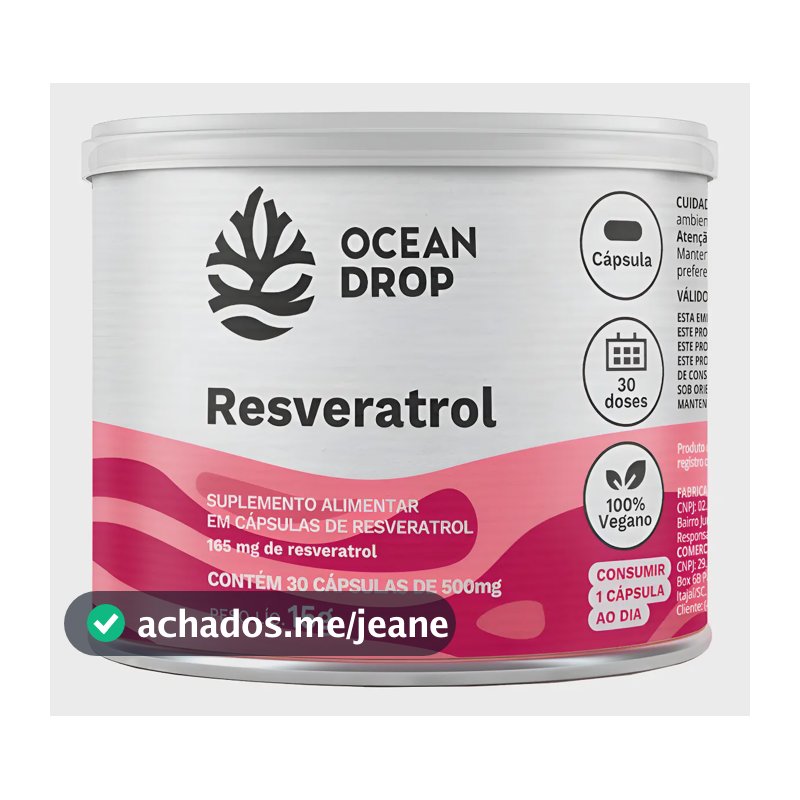 Resveratrol Ocean Drop Composto Fenólico Bioativo Ativo Resveratrol 30 Capsulas