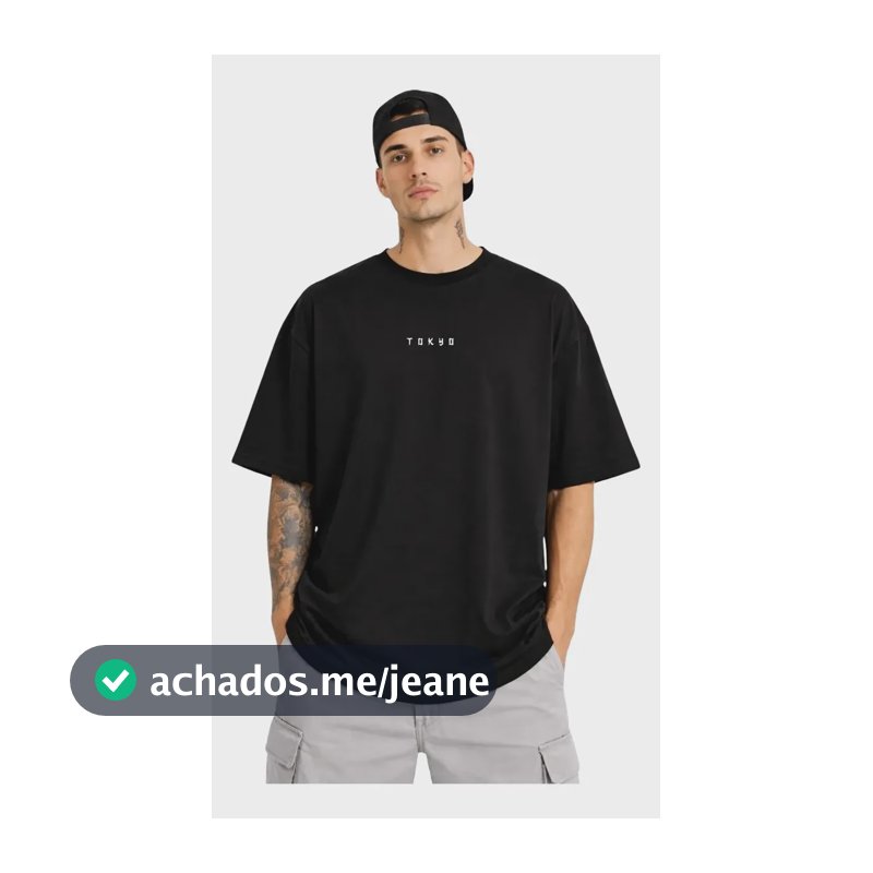 Camiseta Oversized Algodão Masculina Estampadas Estilosas Preto Tokyo G