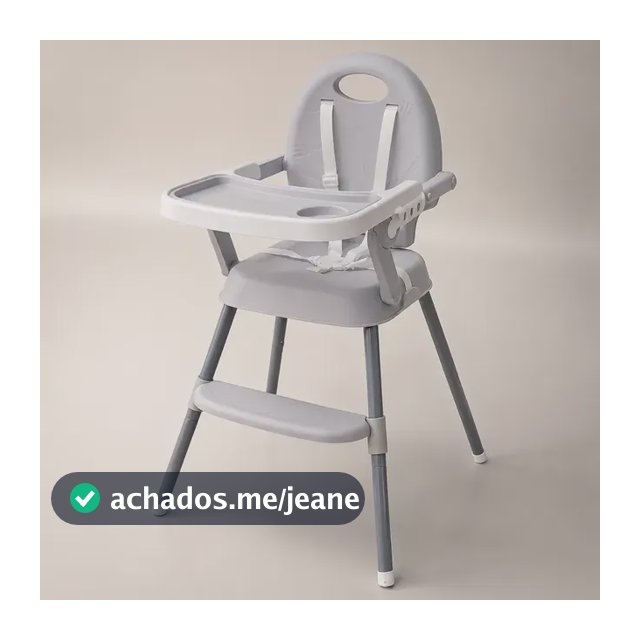 Cadeira De Alimentação Portátil Bebê Baby Infantil Ajustável Liso Cinza