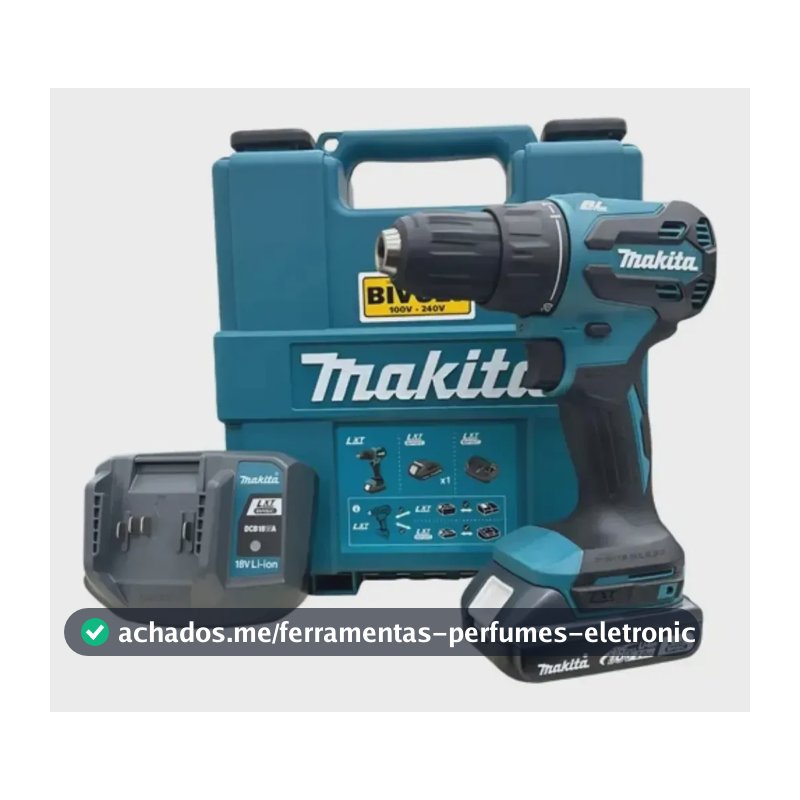 Parafusadeira Furadeira Impacto 18v 2 Baterias Maleta Makita Azul-marinho