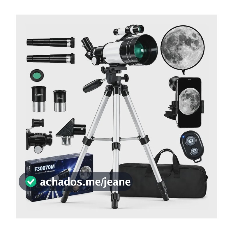 Telescópio Astronômico 70mm Com Tripé F300 70m F30070m Ultra Cinza