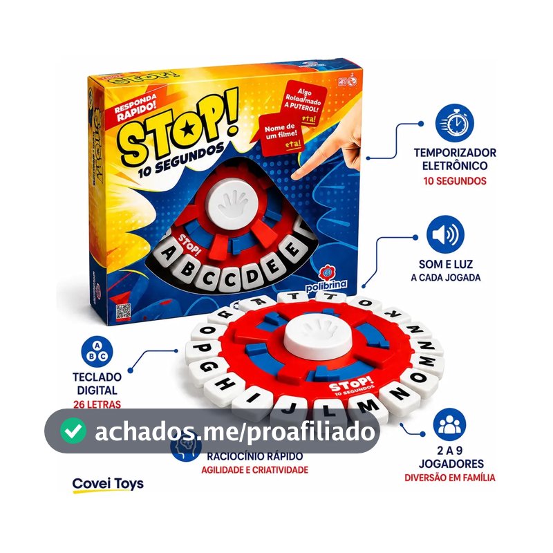 Jogo Stop 3.0 Eletrônico Educativo para Família Com Teclado Digital em Português