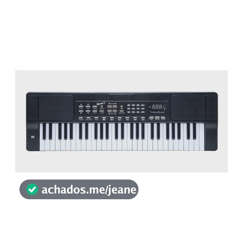 Teclado Queen´s 54 Teclas Iniciantes Crianças C Microfone Preto