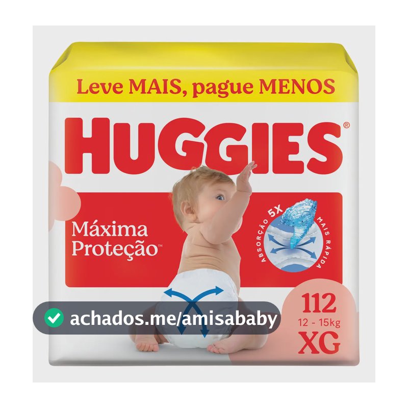 Huggies Fralda Descartável Máxima Proteção XG - 112 Un