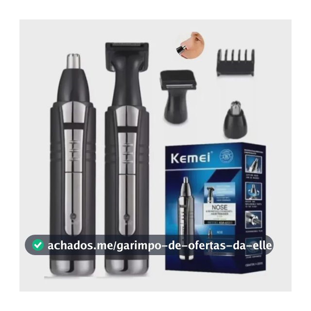 Aparador de Pelos Kemei KM-6511 Nariz Orelhas Sem Fio Preto
