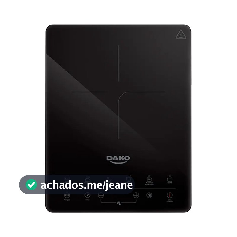 Cooktop de Indução Dako 1 Zona Portátil com 10 Níveis de Potência e 1500W 127 V
