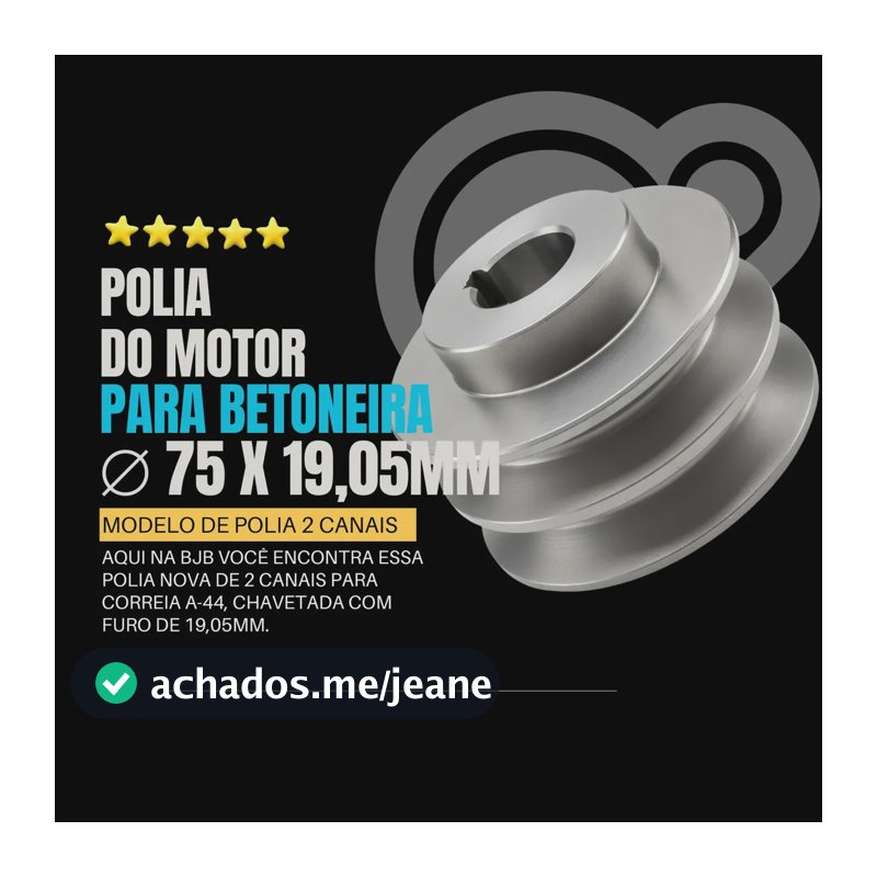 Polia Do Motor Betoneira Csm 400 Litros 2 Canais