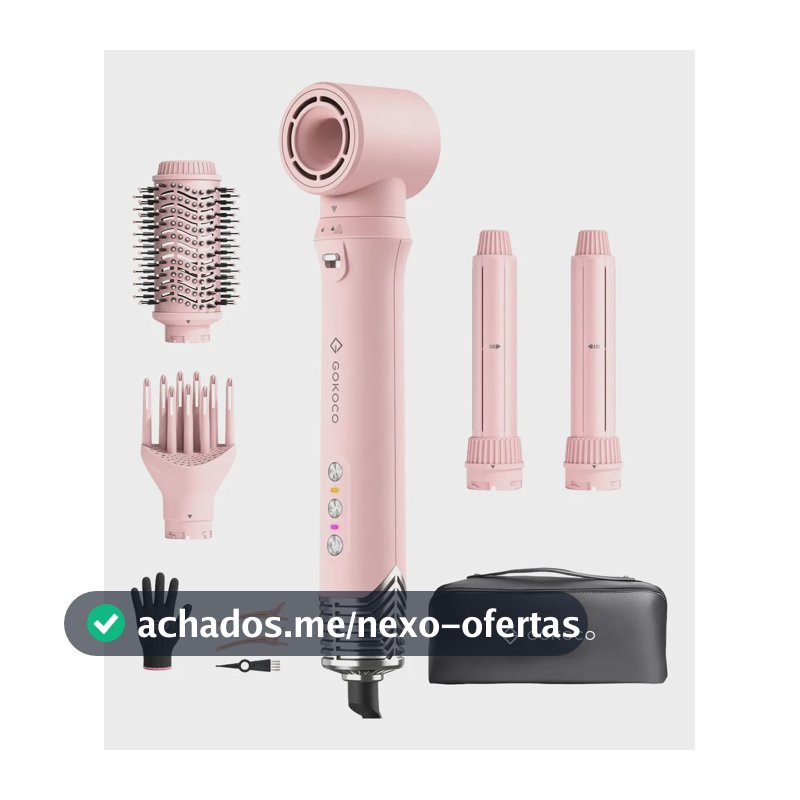 Secador De Cabelo Gokoco Gd058 5 Em 1 Com Íons Negativos Rosa 127/220v