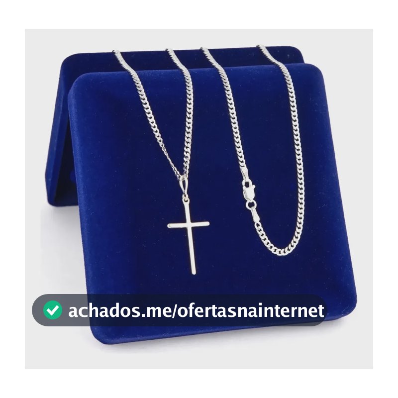 Corrente Cordão Prata 925 Masculina Legítima Pingente Cruz Prateado