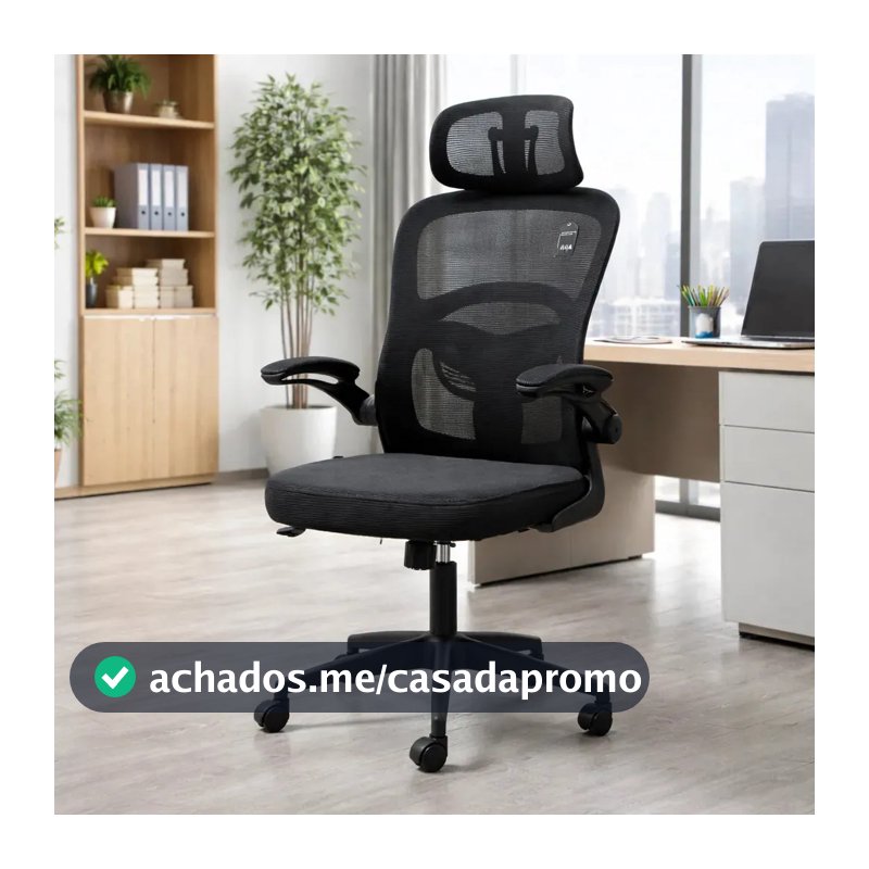 Cadeira de Escritório Vincere Brasil Elegance Graphite II Ergonômica com Apoio Lombar Preta em Malha