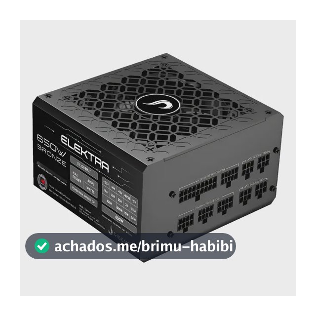 Fonte Gamer Rise Mode Elektra 650w Full Modular Selo Teclab Preto