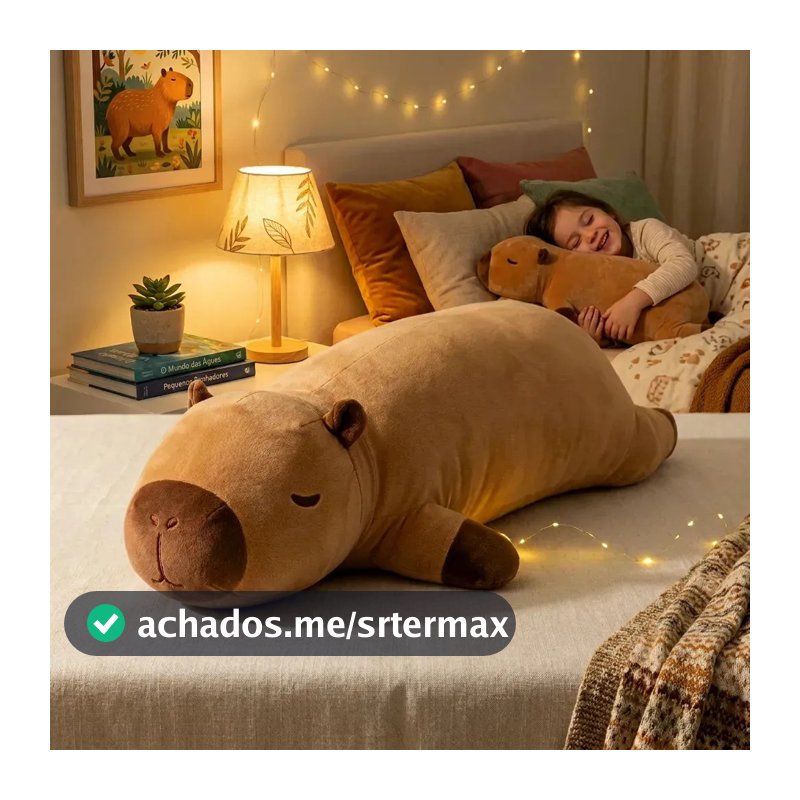 Travesseiro De Corpo Xuxão Capivara Pelúcia Gigante 65cm Almofada Abração Antialérgico Toque Super Macio Confortável Para Dormir Decorar Presentear Infantil Adulto Acabamento Premium Brasiliana Tech