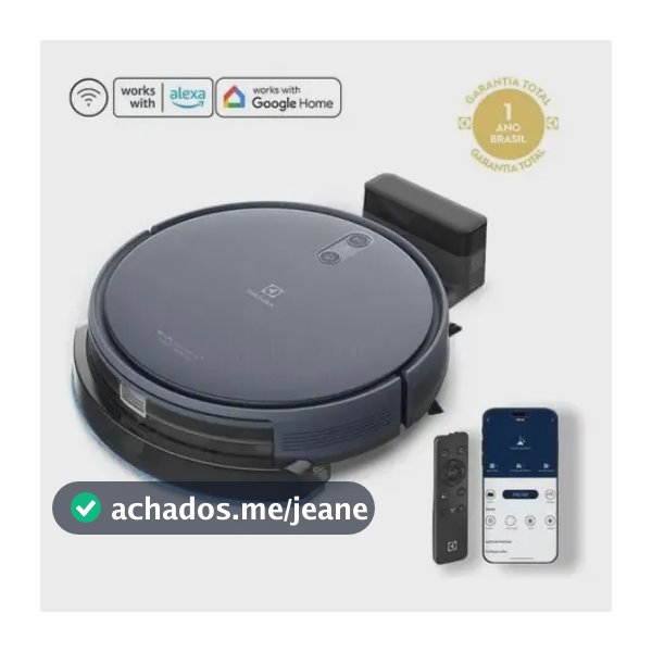Robô Aspirador de pó 4 em 1 Electrolux Wi-Fi MOP Passa Pano Seco e Úmido até 2h bateria App Inteligente e Base Carregamento Experience Sensor Antiqueda Experience ERB44 Bivolt