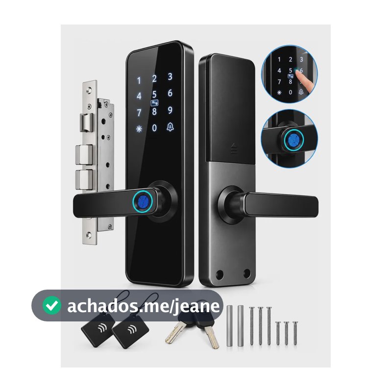 Fechadura Digital Biométrica Premium Com Cartão E Senha Preto