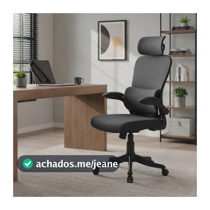 Cadeira De Escritório Estofada Ergonômica Lombar E Cervical Preto Mash