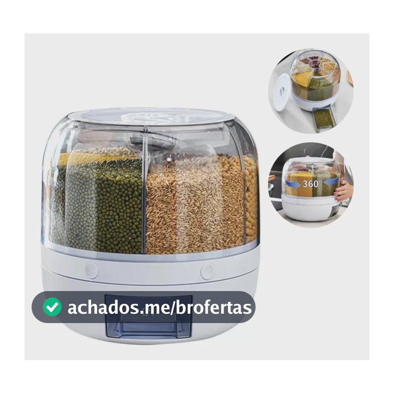 Dispenser Giratório 360 Graus Armazenamento Alimentos 6 Em 1 Branco