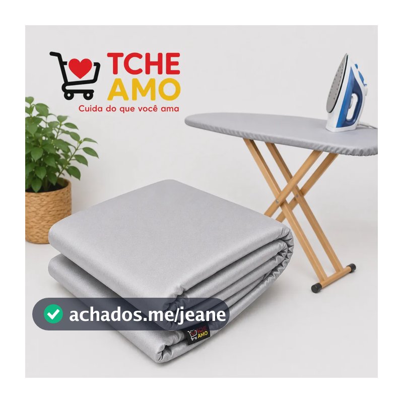 Forro Térmico Capa Para Tábua De Passar Roupa O Único 100% Algodão Com Camada Aluminizada e Espuma De Poliuretano Ajuste Com Cordão 1,20x0,45 Qualidade Premium Tche Amo