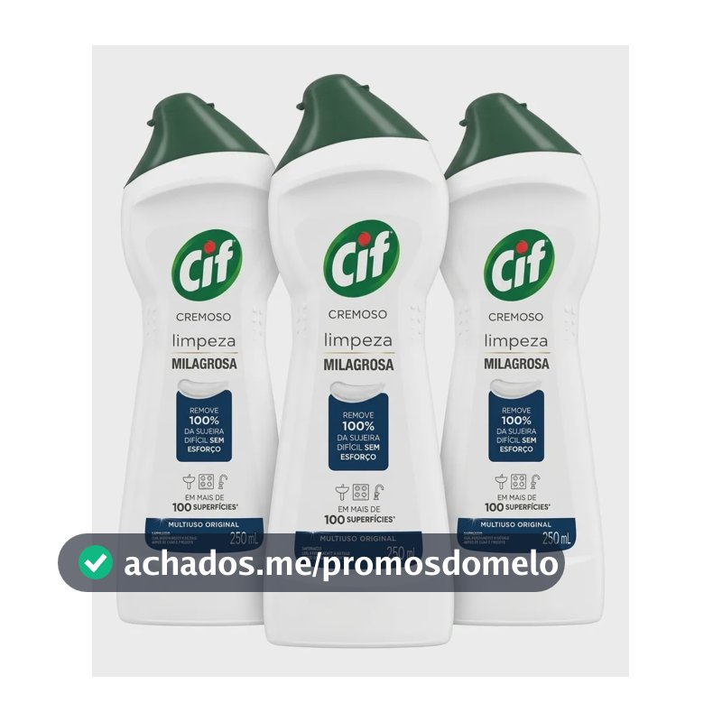 Kit 3 Cif Sapólio Cremoso Multiuso Limpeza Milagrosa 250ml