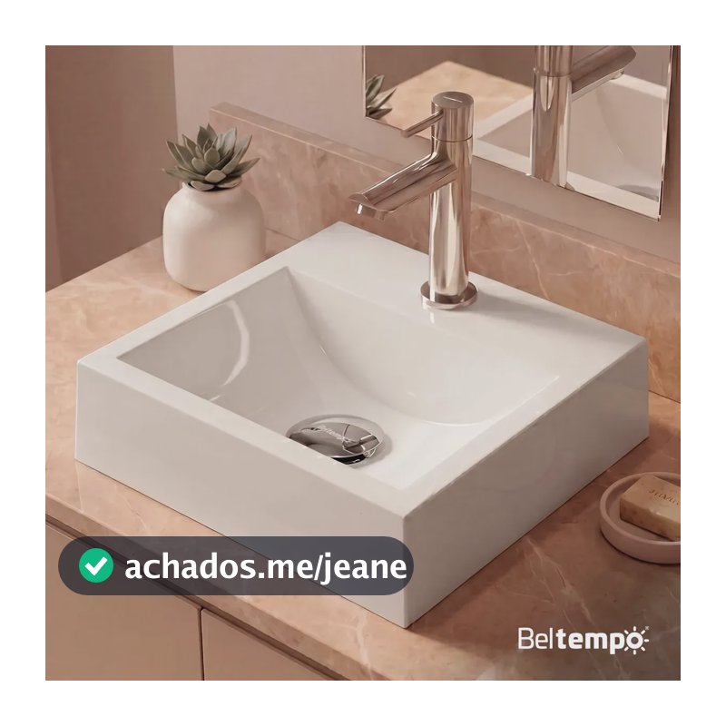 Cuba Pia De Apoio Sobrepor Quadrada 30 cm Branca Banheiro Lavabo Beltempo Bt-2002 Branco Brilhante