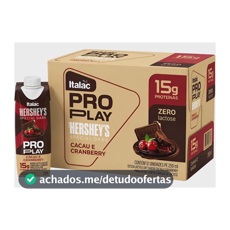 Whey Zero Lactose Hershey's Cacau Cranbery 15g Proteína 12x Cacau E Cranberry