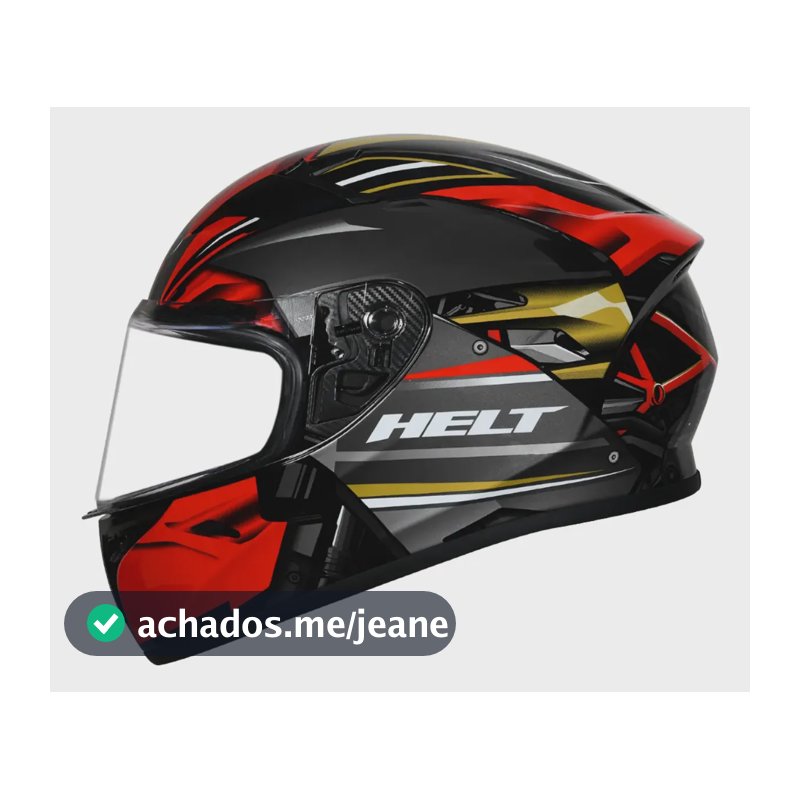 Capacete Helt Polar Race Ranger 56 Viseira Antirrisco Preto/vermelho Sólido Brilhante 56