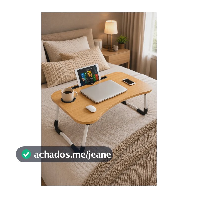 Mesa Para Notebook Dobrável Portátil MDF 60x40cm Home Office Para Cama Sofá Estudo Suporte Refeição Madeira Compacta