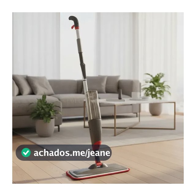 Mop Spray Reservatório Água Vassoura Esfregão Rodo Mágico Cor Cinza e Vermelho