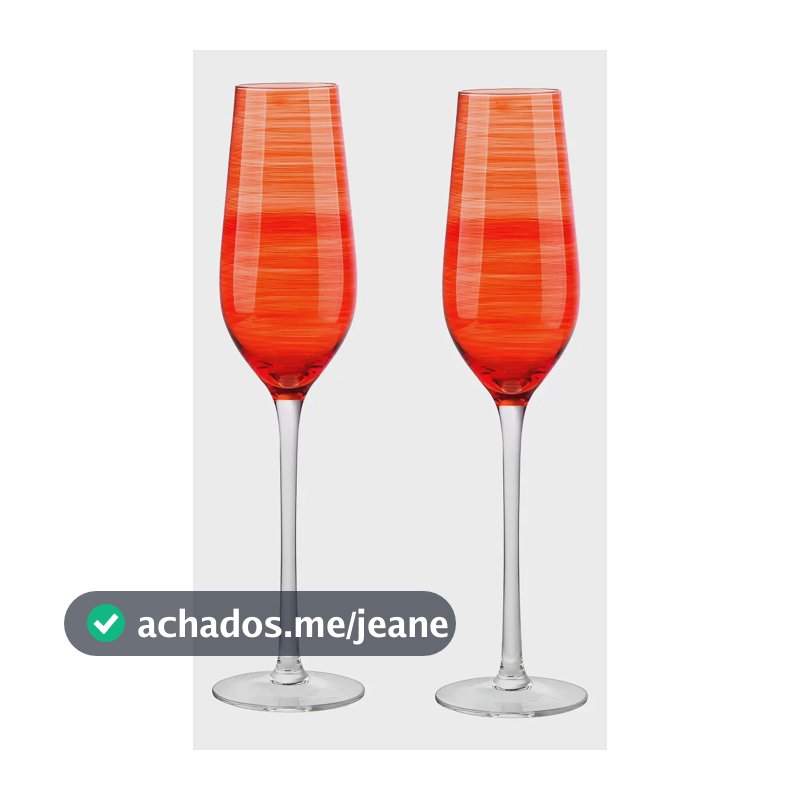 Jogo 2 Taças Champanhe Vidro 250ml Coral Fracalanza