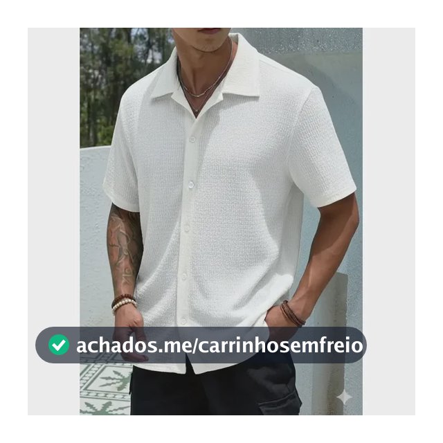 Camisa Casual Masculina Texturizada Com Botões Old Money Damasco Texturizado P