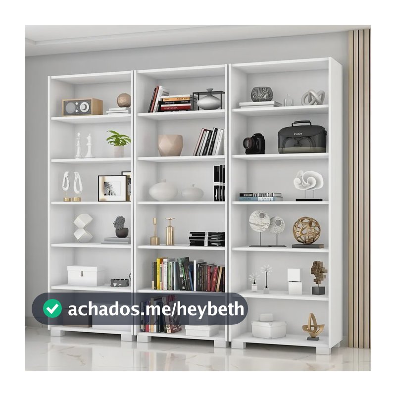 Kit 3 Estantes Para Livros 5 Prateleiras 188cmx181,5cm Wt