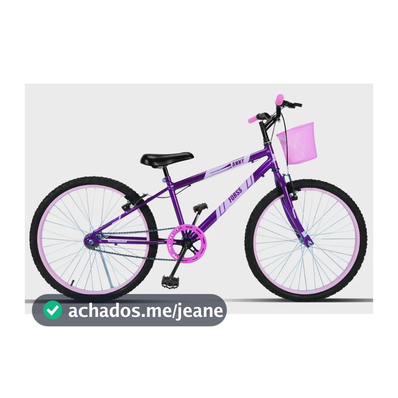 Bicicleta Passeio Infantil Aro 24 Forss Anny Violeta com Cestinha