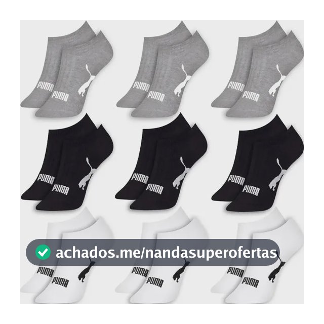 Kit 9 Pares Meias Puma Sapatilha Soquete Invisível Original